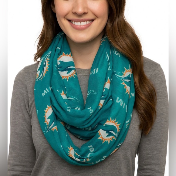 NFL Miami Dolphins Women's infinity Scarf lightweight football Dolphin Fan gear - Picture 1 of 3